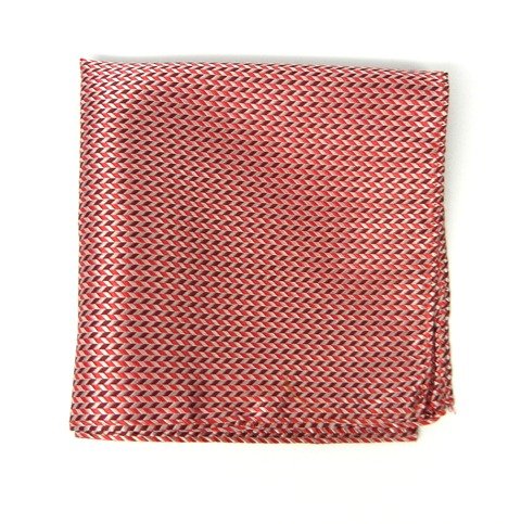 100% Silk Woven Red Erudite Patterned Pocket Square