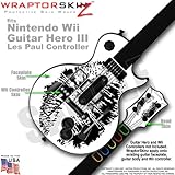 Big Kiss Black on White Skin by WraptorSkinz TM fits Nintendo Wii Guitar He ....