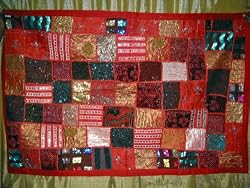 50% OFF Wall Tapestries-hot Pink Vintage Beaded Ethnic India Sari Tapestry Wall Hanging 60" X 40"