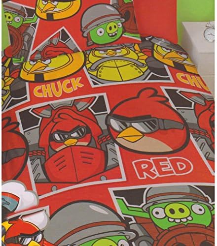 Angry Birds Childrens/Kids Drive Reversible Twin Comforter Cover Bedding Set (Twin) (Red)