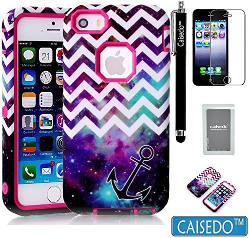 iPhone 5S Case, iPhone 5 Case, CAISEDO(TM)Q813-ABM Plastic + TPU Nebula Pattern Tuff 3-Layers Hybrid Armor Case Suitable For iPhone 5/5S,Including Stylus,Screen Protector and Cleaning Cloth. [C334B1]Rose