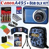 Canon PowerShot A495 10.1 MP Digital Camera (Blue) + 8GB Deluxe Accessory Kit