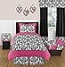 Hot Pink, Black and White Isabella Decorative Accent Throw Pillow by Sweet Jojo Designs