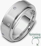 Platinum SPINNING Wedding Band Ring with 8 Diamonds