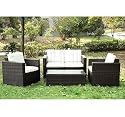 Rattan Wicker Conservatory Outdoor Garden Furniture Set In Brown