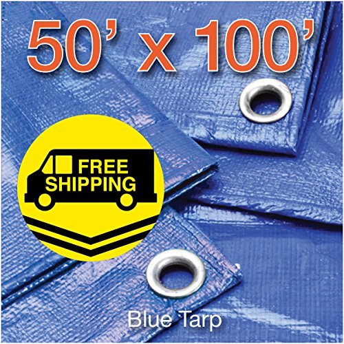 Year Cheap Sale 50' x 100' Blue Poly Tarp Cover, Water Proof Tent