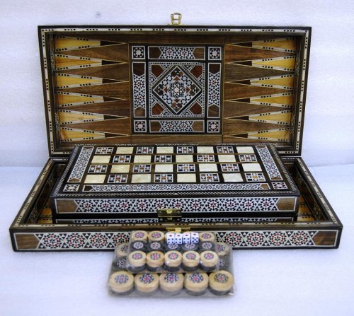 Buy Set of 2 Mosaic Plus Wood Backgammon Chess Checkers Nested Boards by Plamirami