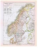Historische Landkarte (Sammlerstück) von 1897: Schweden und Norwegen 619lonSo07L. SL160 Historische Landkarte (Sammlerstück) von 1897: Schweden und Norwegen
