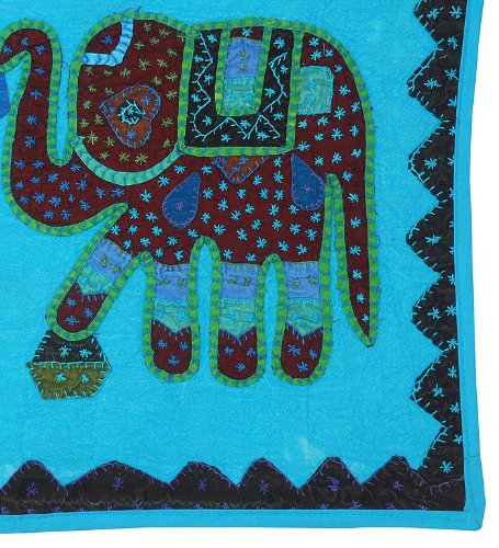 Imagen 2 de Tema decorativo y Trabajo Patch Wall Elephant Algodón Tradicional Tapiz colgante-Tamaño 51 x 16 pulgadas