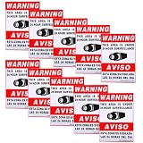 VideoSecu 10 Pack Security Camera Video Warning Decals 11.5x8.3 Weatherproof Vinyl Window Alarm Signs Stickers for Home CCTV DVR Surveillance System CKL