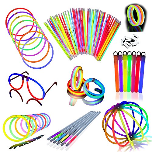 Glow Knights Glow Stick Party Pack (50 Bracelets and Necklaces, 4 Glow Glasses, 6 Glow Sticks and 6 Glow Straws)