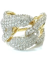 3.42 Carat (ctw) 14k Yellow Gold Round Diamond Ladies Cocktail Link Ring