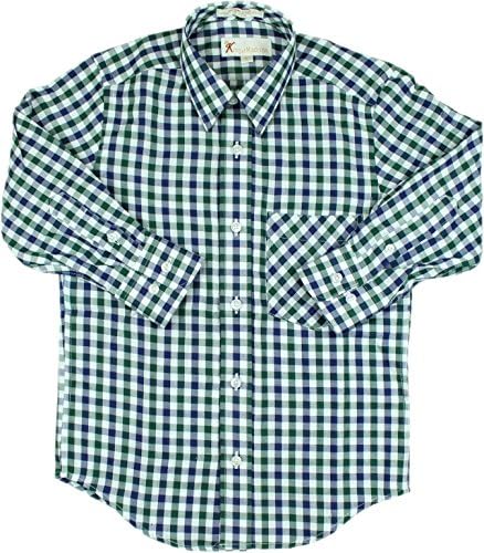 King of Madison Gingham Boys Long Sleeve Dress Shirt - Green, 12