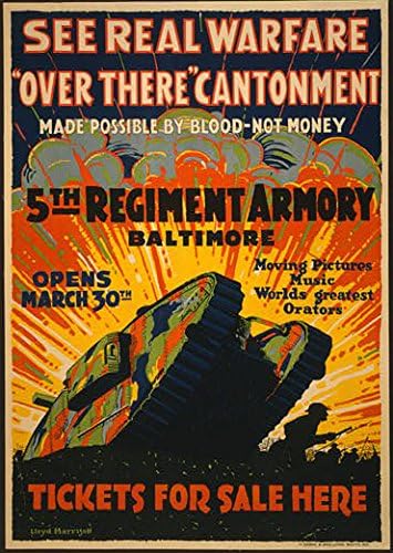 STUDIO K - ART PRINT (8.5" x 11") - Artist's Lovely Vintage Movie Poster - Over there Cantonment [see real warfare] - Reprinted [Vintage Movie Piece] - The Gorgeous Art Comes From A Collection Of Classic Vintage/Retro/Antique Art And Is Reprinted On Quality Paper - This Print Comes Ready To Be Framed (mat and frame are not included) - This Is A Great Print To Add A Personal Touch To Your Home Or Office Decor And Looks Amazing When Framed And Displayed Either Separately Or As Part Of A Series - Makes A Wonderful Gift