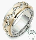 37 Diamond Titanium & 14 Karat Yellow Gold SPINNING Wedding Band
