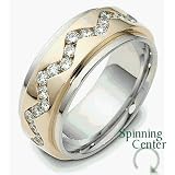 37 Diamond Titanium & 14 Karat Yellow Gold SPINNING Wedding Band