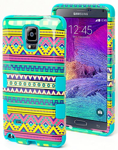 Note 4 Case, Bastex Heavy Duty Durable Hybrid Protective Case - Soft Teal Silicone Cover Green Tribal Design Hard Case for Samsung Galaxy Note 4 Note 4 Case, Bastex Heavy Duty Durable Hybrid Protective Case - Soft Teal Silicone Cover Green Tribal Design Hard Case for Samsung Galaxy Note 4