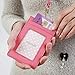 Genuine Leather Credit Card Holder Wallet with Mirror ID Badge Case with Neck Strap