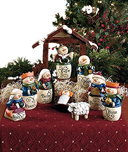 10-Pc. Inspirational Snowman Nativity Set Christmas Seasonal Holiday Decor