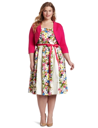 Cheap Jessica Howard Women's Plus-Size Bouquet Belted Dress