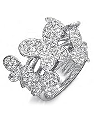 1.35 Carat (ctw) 18k White Gold Round Diamond Ladies Butterfly Cocktail Right Hand Ring