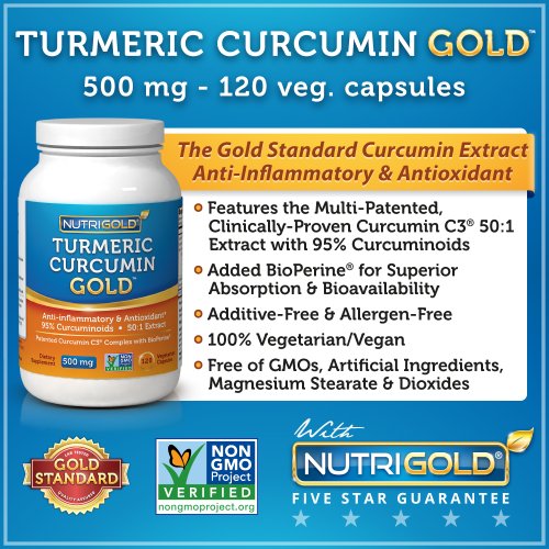 Turmeric Curcumin GOLD, 500mg, 120 Veg. Capsules Curcumin with