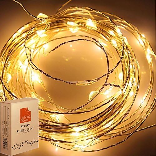 The Original Starry String Lights by LightPower(TM) Warm White Color LED's on a Flexible Copper Wire - 20ft LED String Light with 120 Individually Mounted LED's. Set the Mood You Want Anywhere - Perfect For Creating Instant Appeal in Parties, Outdoor, or an Intimate Environment Anywhere in the Home, Waterproof LEDs-Warm White