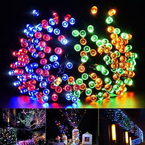 EBAT Solar Christmas String Lights 72ft 22m 200 LED 8 Modes Solar Fairy String Lights for Festival, Outdoor, Gardens, Homes, Wedding, Christmas, Birthday Party, Weatherproof (Multicolor)