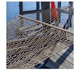 Double Hammock with Hammock Stand Combo - 15 Ft Heavy Duty Stand with 80 X 55 Taupe Ployester Rope Hammock,Quick Same Day Shipping
