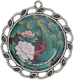Blue Moon Orient Express Metal Pendant, 1/Pkg, Round/Peacock, Black