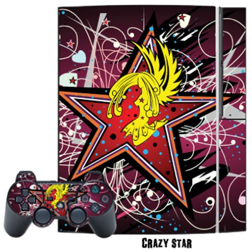 619sAFPI2ZL Skin Decal Cover for Playstation 3 Console + two PS3 Controllers   Crazy Star