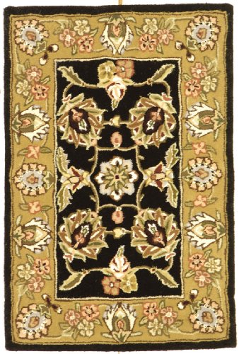 Traditions Handmade Wool and SilkTD606B Black 2' 6 x 4' 6 Area Rug