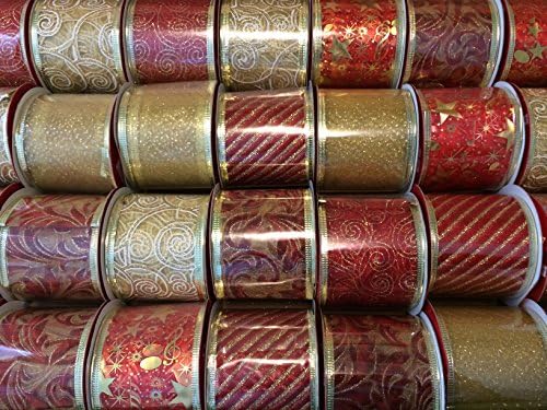4 Rolls 2.5"x 2yd Assorted Christmas Gift Wrap Organza Ribbons