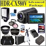 Sony HDR-CX580V High Definition Handycam 20.4 MP Camcorder Advanced Package W/ 32GB SD Memory + Video Light + Battery + Battery Charger + Wide Angle Lens + Tripod & Much More!!!
