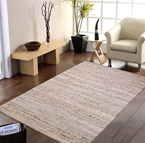Shines LLC Natural Fiber Collection - (4'x6') 100% Natural Eco - Friendly Jute and Cotton Chenille Pattern Accent Royal Hand Woven Area Rugs