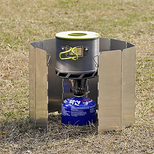 Stove Windscreen, KUNGIX Outdoor Aluminum 10 Plates Folding Camping