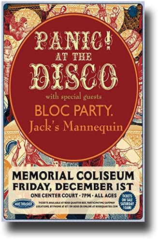 Panic at The Disco Poster - - 11 x 17 Concert Promo w/ Bloc Party and Jack's Mannequin Mem