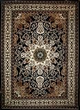 Traditional Isfahan Persian Area Rugs Black 5'2 x 7'6