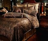 8pc Southern Textiles Manchester Gold Black Cal King Bedding Bed in a Bag Comforter Set