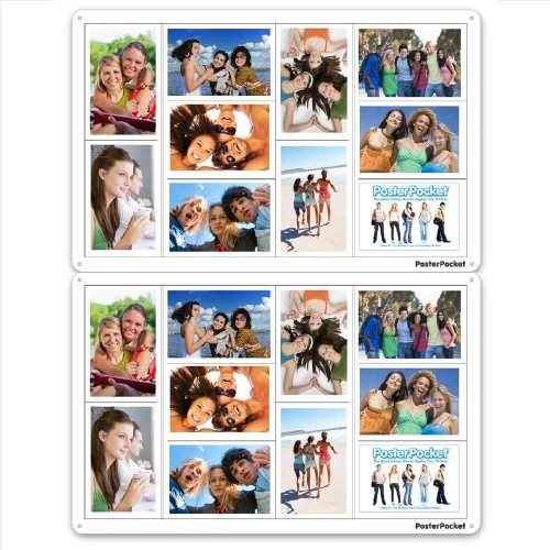 2 Pack - Poster Pocket "WHITE" 10 Opening 4 X 6 Photo Picture Collage Flexible Plastic Frame, Wall Decor, Dorm Room, Apartment, Cubicle, Office, Safe for Kids, As Seen On TV