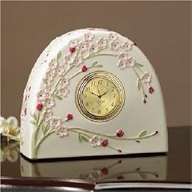 Click here to buy LENOX PINK CHERRY BLOSSOM PORCELAIN CLOCK.