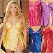 Charmeuse and Dyed-To-Match Lace Baby Doll/Babydoll in Plus Sizes 1x 2x 3x Purple Yellow Red Blue Pink
