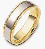 Flat Style 6.5mm Two-Tone 14 Karat Gold Comfort Fit Wedding Band Ring