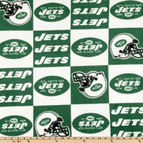60'' Wide NFL Fleece New York Jets Green/White Fabric By The Yard