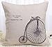 decorbox Decorative 18 x 18 Inch Linen Cloth Pillow Cover Cushion Case, Penny-Farthing Bicycle