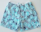 Mens Swirl Print Print Swim Trunks with Adjustable Elastic Drawstring Waist and Board Short Style Front, 2 Inseam Slit Pockets and Rear Cargo Pocket. Mesh Lined. 2 colors in Sizes S(28/30 M(32/34) L(36/38) XL (40/42)