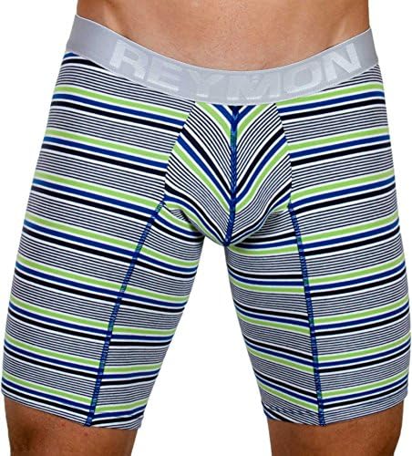 Reymon 3021 - Striped Cotton Long Boxer Brief Underwear-D-Medium