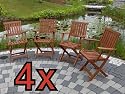 4x Edel Massiv Hartkernholz "Fuji Arm Chair" Klappstuhl
