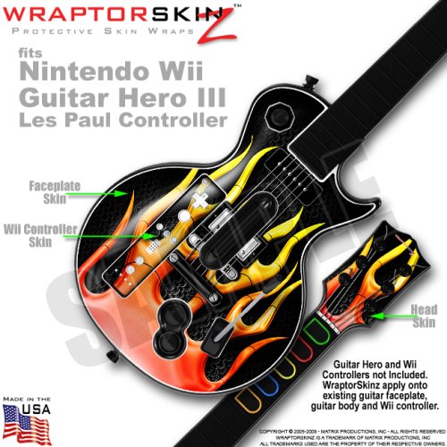 Metal Flames Skin by WraptorSkinz TM fits Nintendo Wii Guitar Hero III (3) Les Paul Controller (GUITAR NOT INCLUDED)