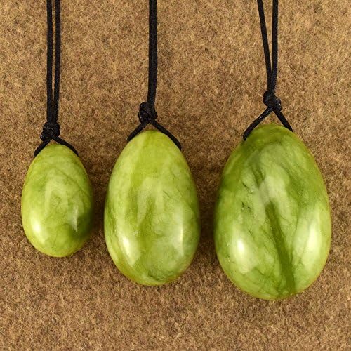 Jade Yoni eggs, drilled 3 pieces set 100% natural green jade kegel yoni eggs for women Vaginal Exercise, prefect... ...